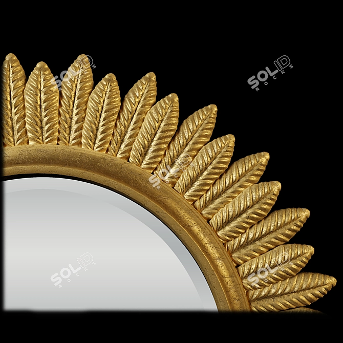 Gilded Radiant Crown Mirror 3D model image 2