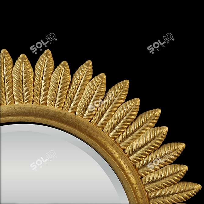 Gilded Radiant Crown Mirror 3D model image 4