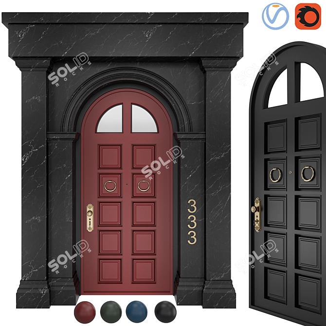 Classic Door 3D Model 05 3D model image 1