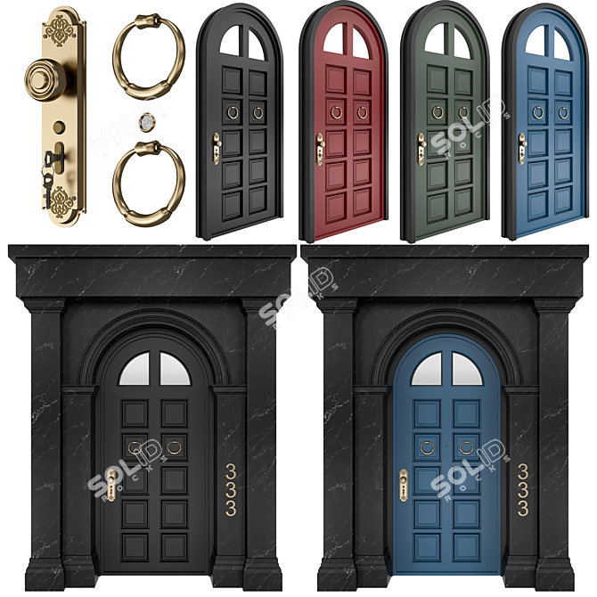 Classic Door 3D Model 05 3D model image 2