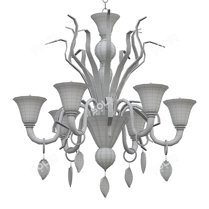 Italian Murano Glass Chandelier Blue 3D model image 2