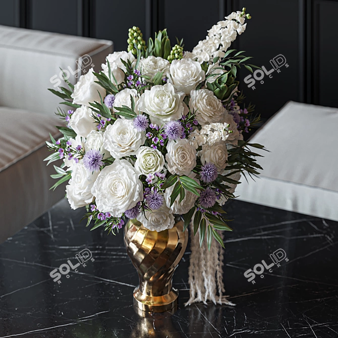 Elegant Floral Bouquet Decoration Set 3D model image 2