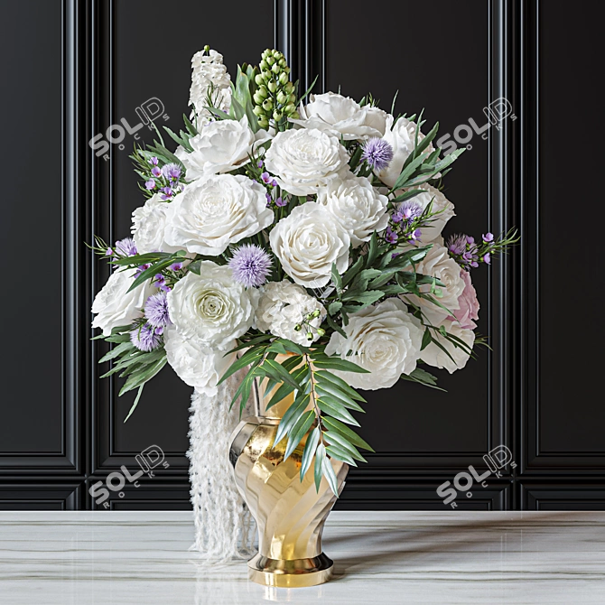 Elegant Floral Bouquet Decoration Set 3D model image 3