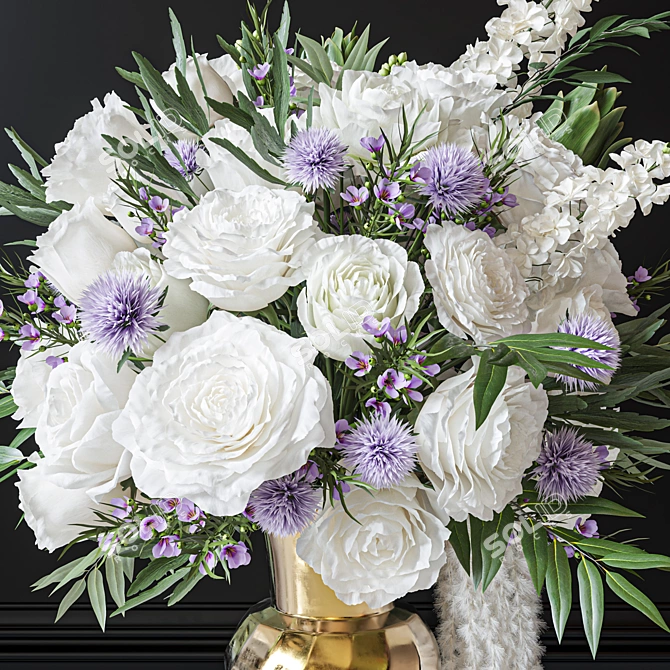 Elegant Floral Bouquet Decoration Set 3D model image 5