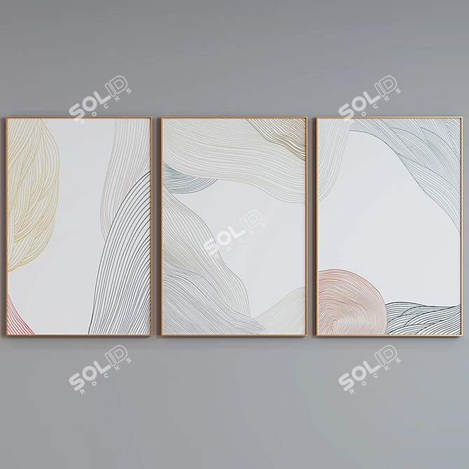 Abstract Line Art Picture Frame Set 3D model image 2