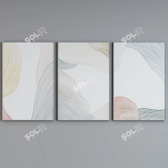 Abstract Line Art Picture Frame Set 3D model image 3