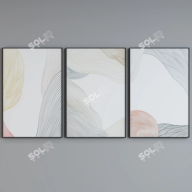 Abstract Line Art Picture Frame Set 3D model image 5