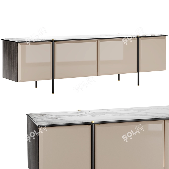 Elegant Tudor Sideboard: 3D Model 3D model image 3