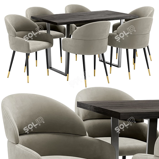 Berkeley Dining Chair and Patika Table 3D model image 1