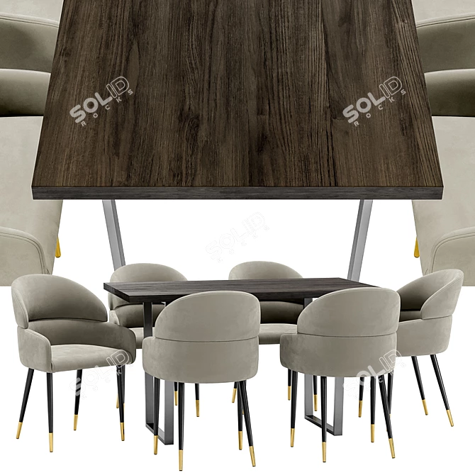 Berkeley Dining Chair and Patika Table 3D model image 2