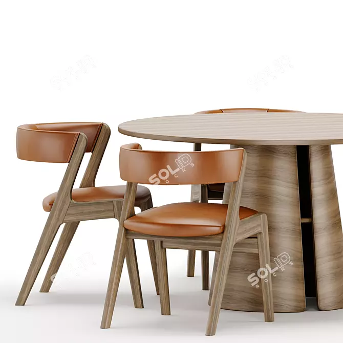 Stylish Monaco Ash Dining Set 3D model image 3