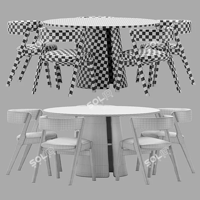  Stylish Monaco Ash Dining Set 3D model image 4