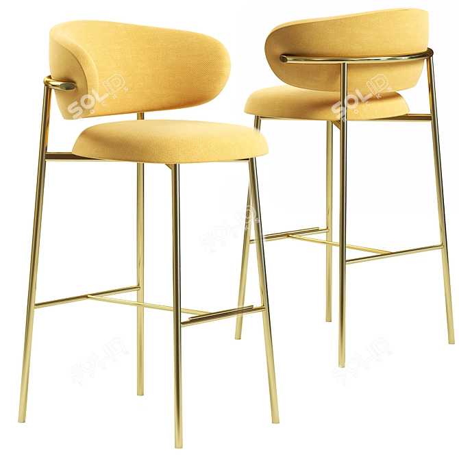 Elegant Padded Oleandro Stool 3D model image 1