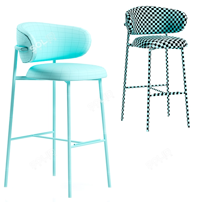 Elegant Padded Oleandro Stool 3D model image 3