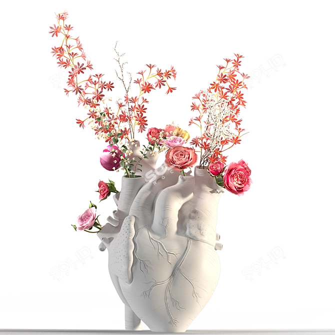 Contemporary Ceramic Heart Vase White 3D model image 1