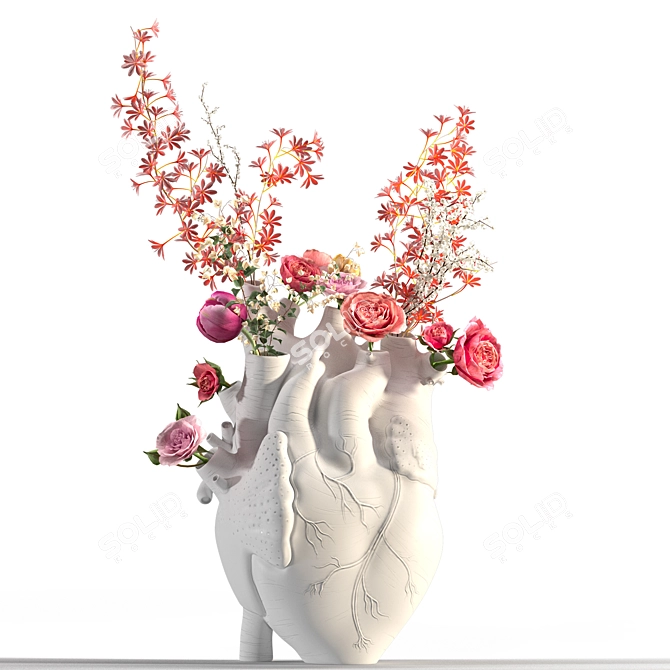 Contemporary Ceramic Heart Vase White 3D model image 2