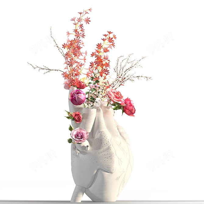 Contemporary Ceramic Heart Vase White 3D model image 4