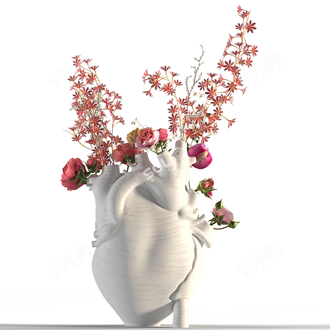 Contemporary Ceramic Heart Vase White 3D model image 5