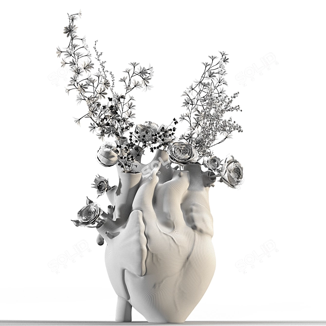 Contemporary Ceramic Heart Vase White 3D model image 6