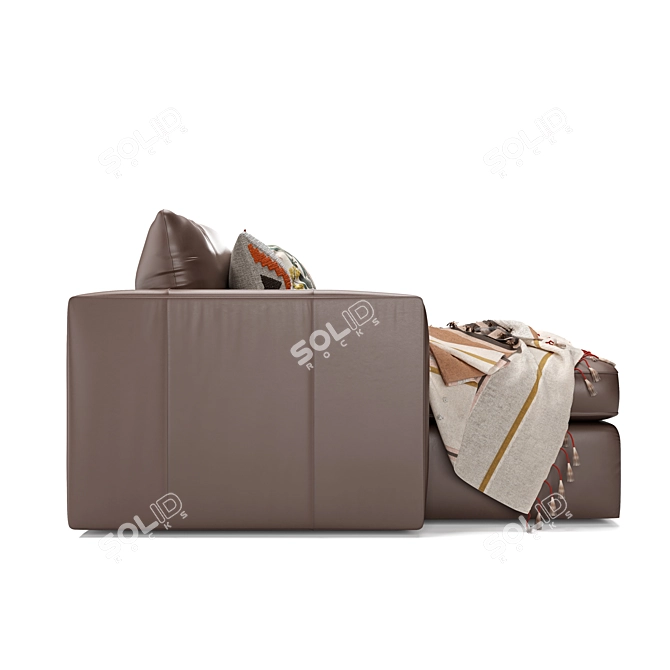 Sleek Leather Sectional Sofa Set 3D model image 6