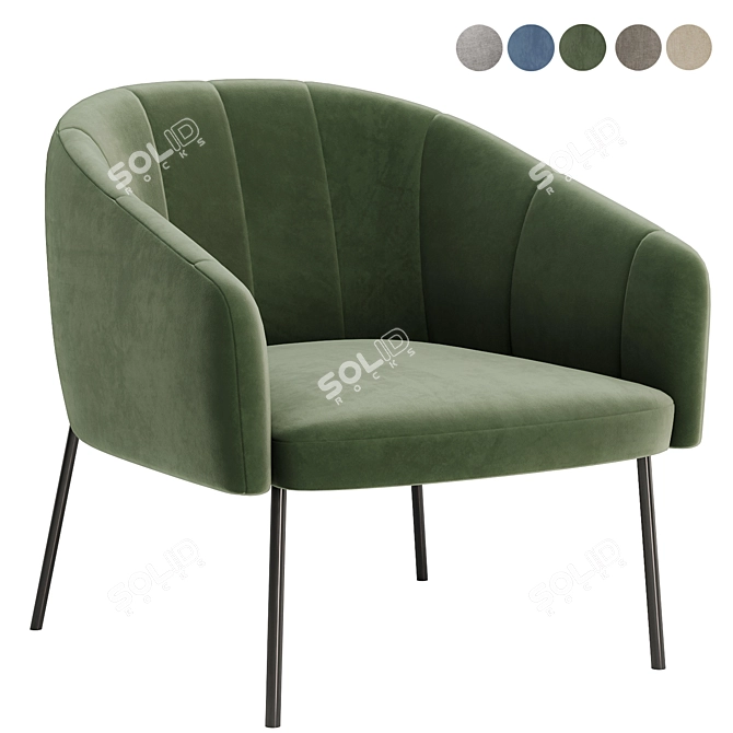 Modern Armchair with Sleek Design 3D model image 3