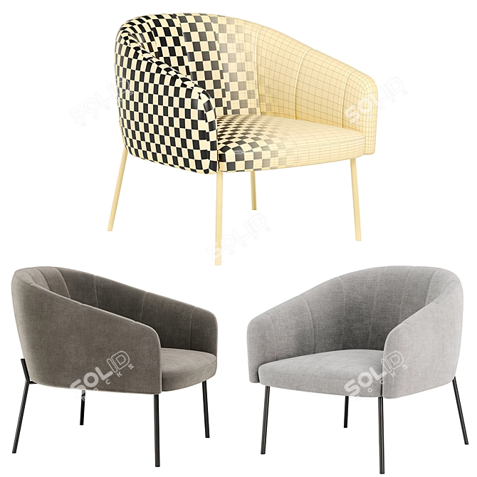 Modern Armchair with Sleek Design 3D model image 2