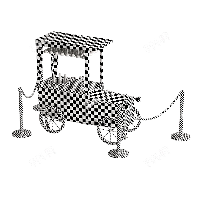 Sleek Black Wedding Bar Cart 3D model image 6