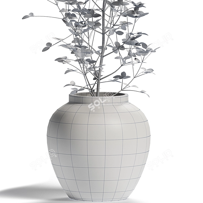 Elegant Blue Floral Vase Set 3D model image 3