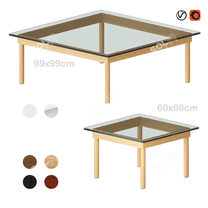 Minimalist Square Kofi Coffee Table 3D model image 1