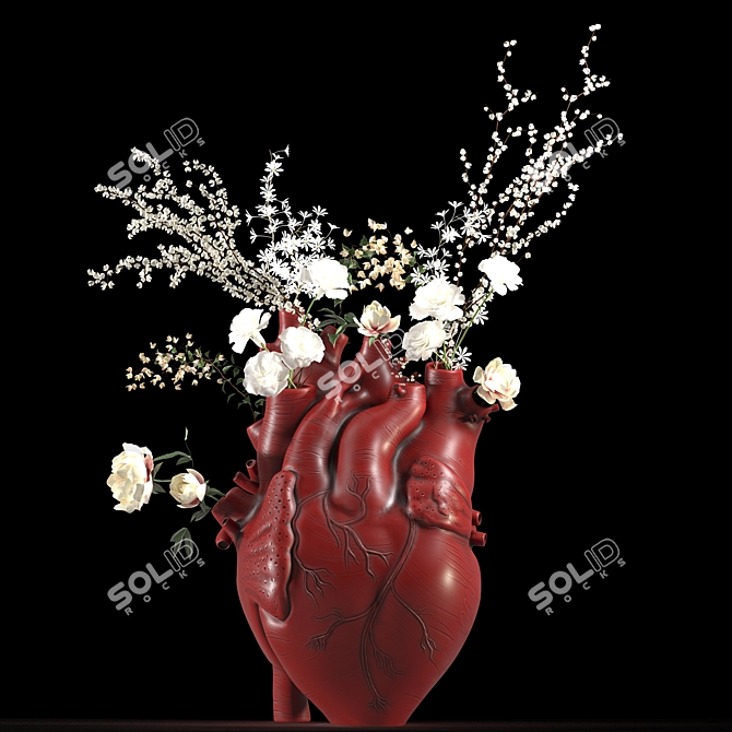 Ruby Heart Vase Sculpture 3D model image 1