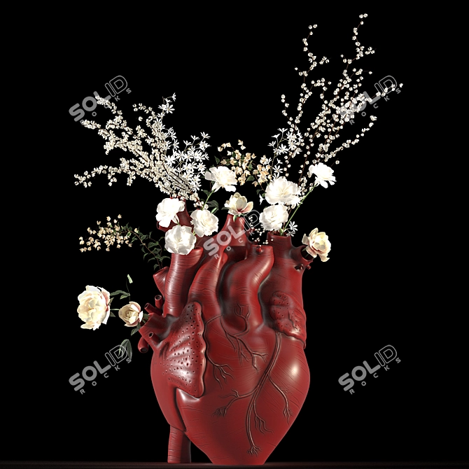 Ruby Heart Vase Sculpture 3D model image 2