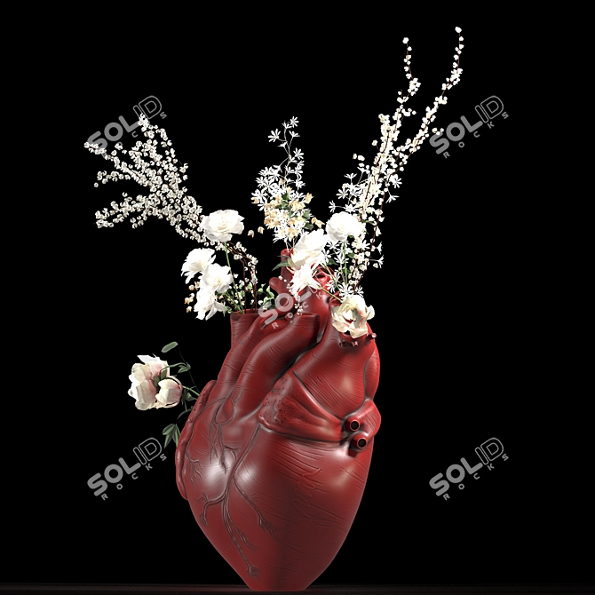 Ruby Heart Vase Sculpture 3D model image 3