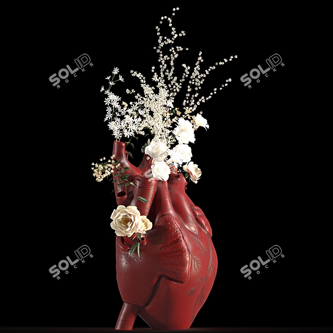 Ruby Heart Vase Sculpture 3D model image 4