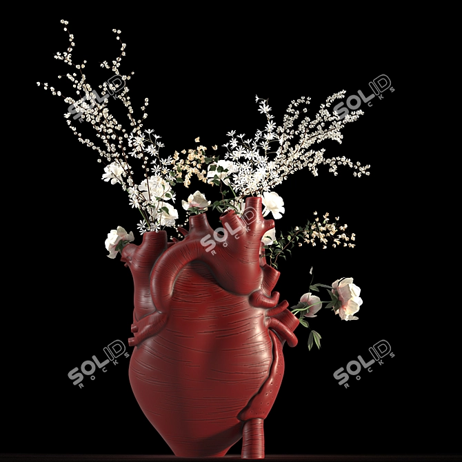 Ruby Heart Vase Sculpture 3D model image 5