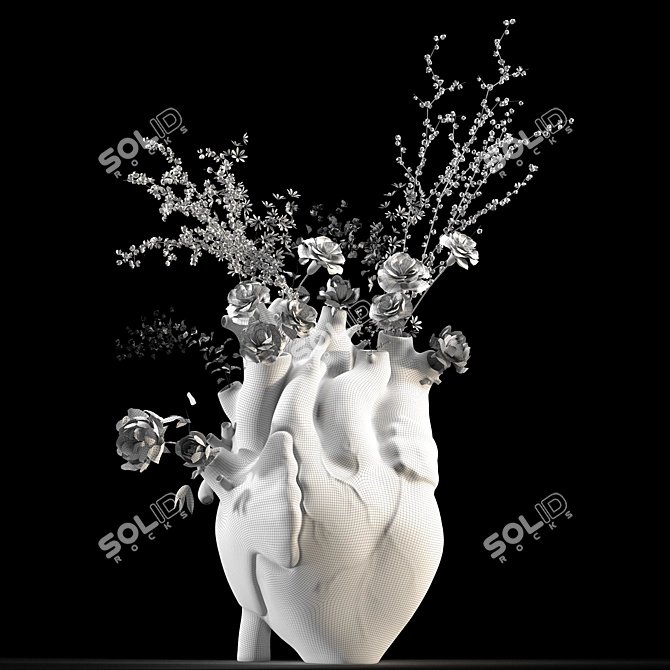 Ruby Heart Vase Sculpture 3D model image 6