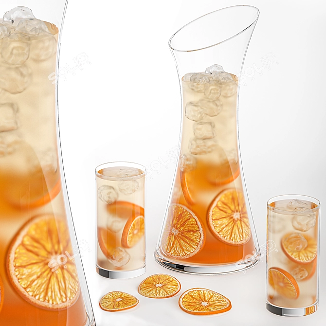 Citrus Lemonade with Ice & Flowers 3D model image 2