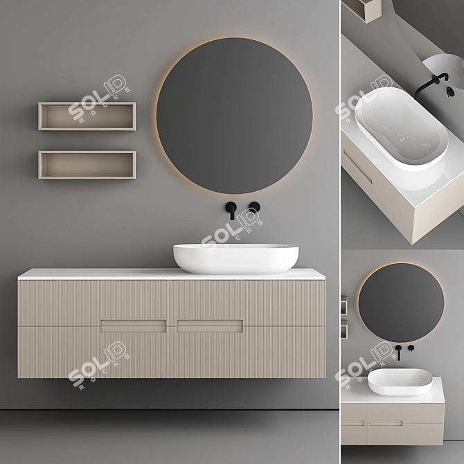 Contemporary Bathroom Vanity Set | 1500mm 3D model image 1