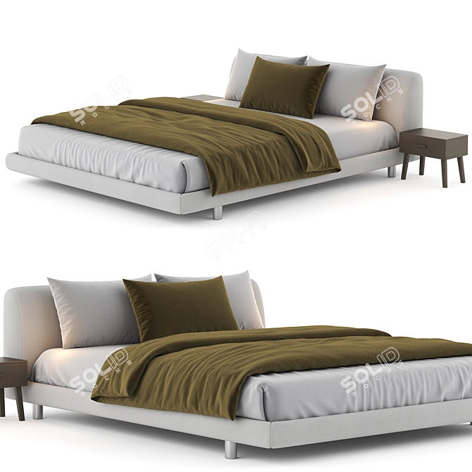 Modern Italian Zanotta GREG Bed 3D model image 1