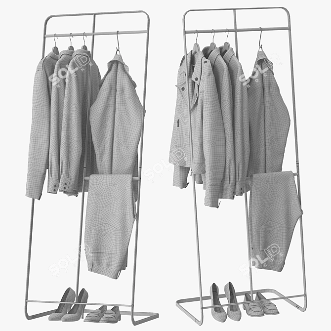 Yamazaki Two-Level Coat Rack Stand 3D model image 5