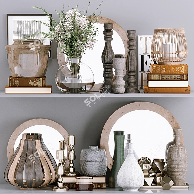 Elegant Home Decor Vases Mirrors 3D model image 1