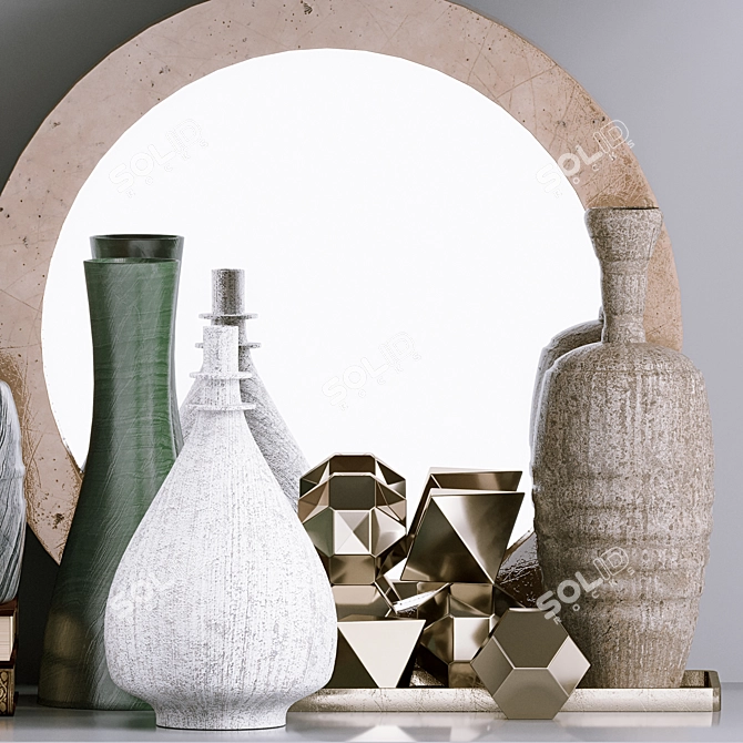 Elegant Home Decor Vases Mirrors 3D model image 3