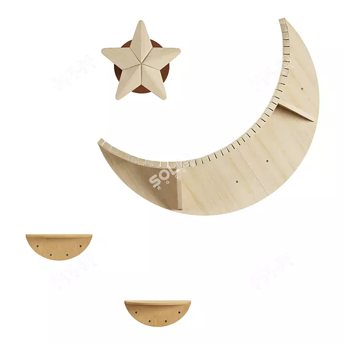 Floating Cat Shelf Bundle - Starry Night 3D model image 2