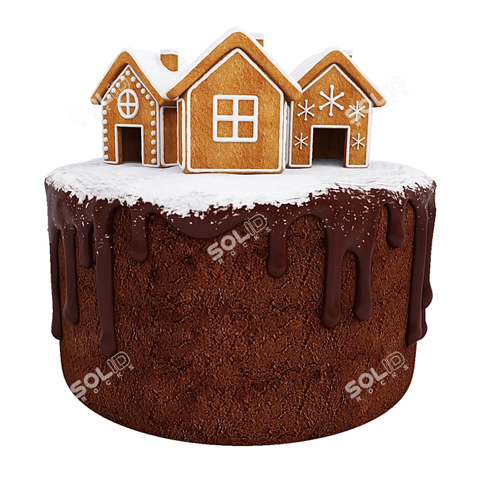 3D Chocolate Gingerbread House Model 3D model image 1