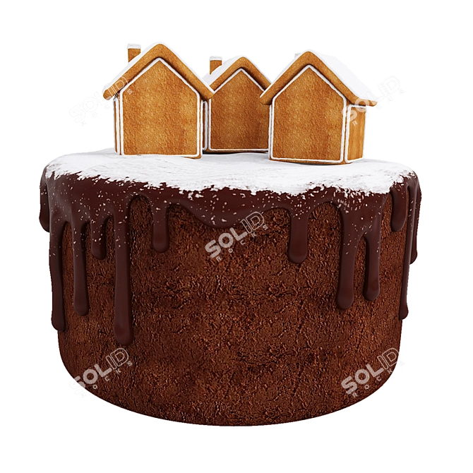 3D Chocolate Gingerbread House Model 3D model image 2