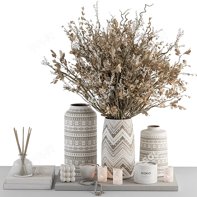 Botanical Bliss Vase Set 3D model image 1