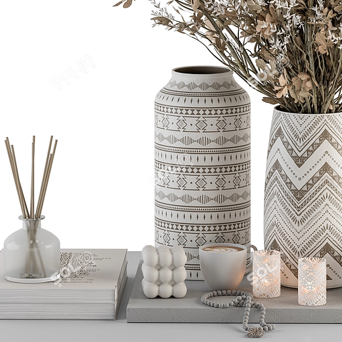 Botanical Bliss Vase Set 3D model image 2