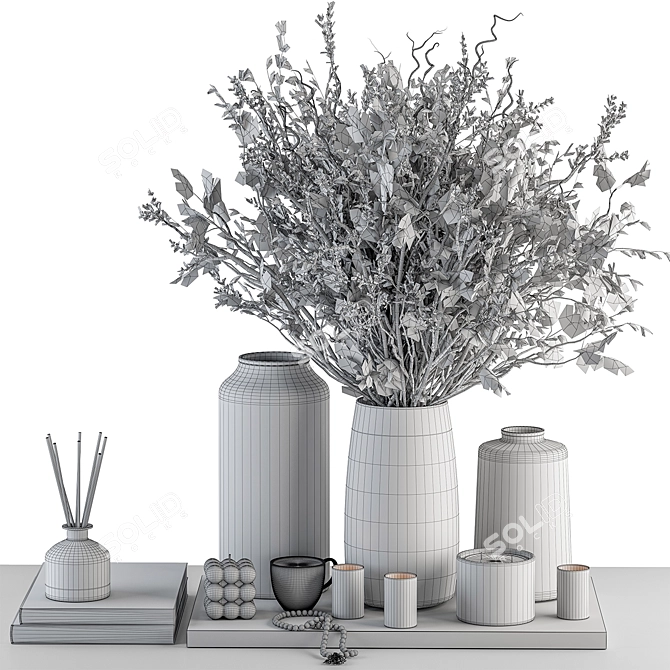 Botanical Bliss Vase Set 3D model image 4