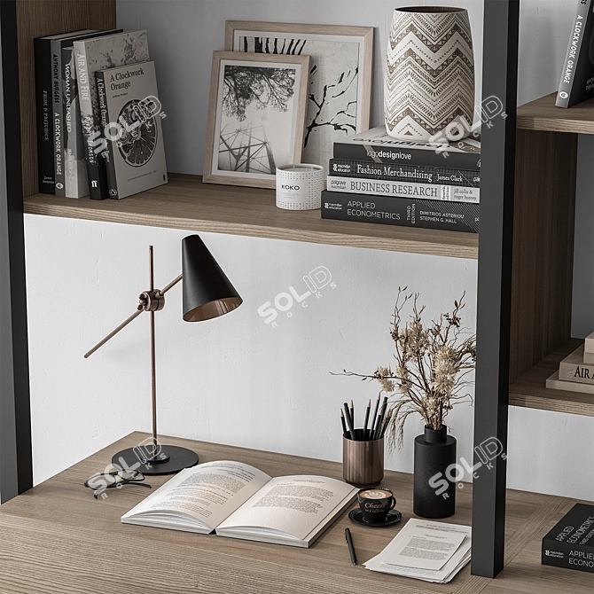 Compact Home Office Desk Set 3D model image 2