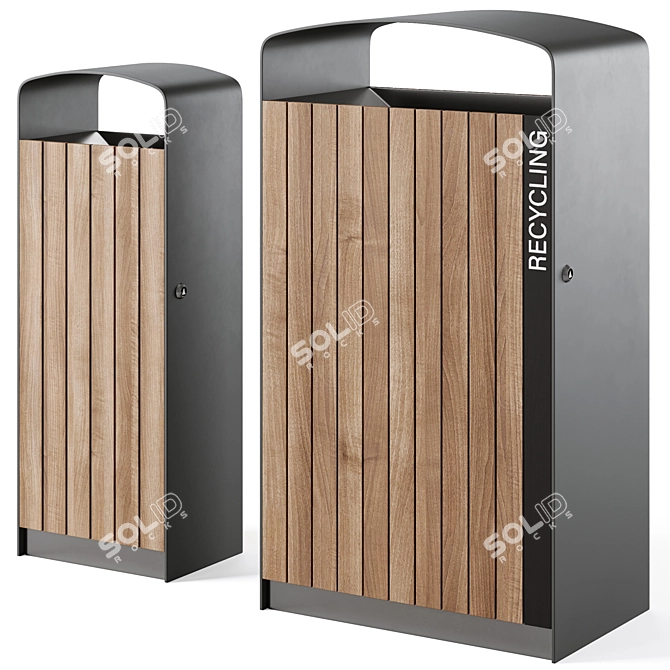 Premium Dual Waste Receptacles by Prax 3D model image 2