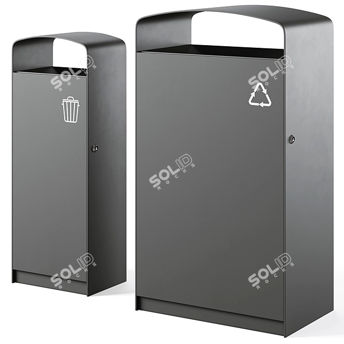 Premium Dual Waste Receptacles by Prax 3D model image 4